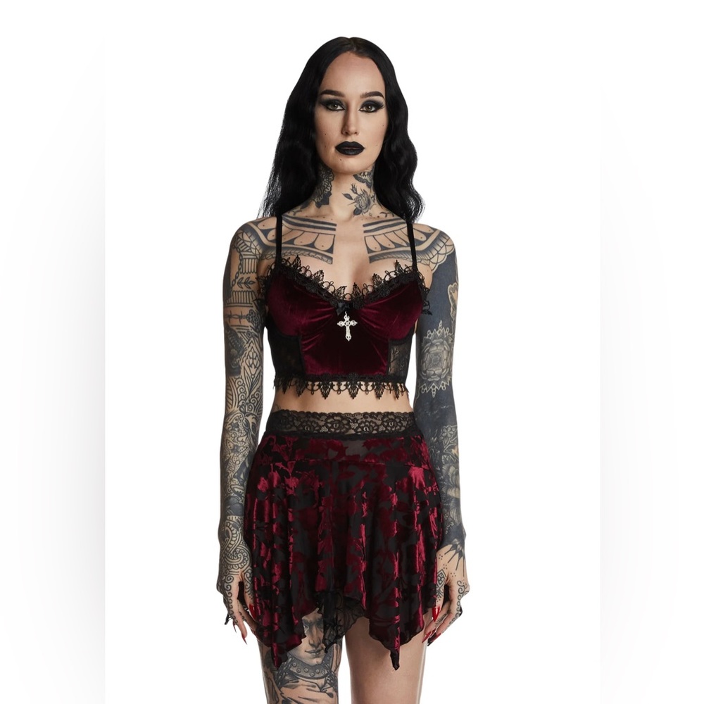 Dolls kill Widow Crimson Morphine Eyes Velvet Bra